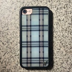 Wildflower blue plaid iphone 7 case